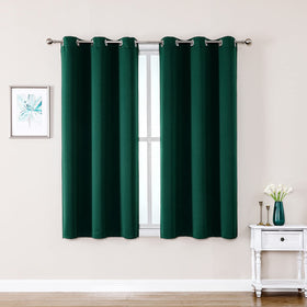 ChrisDowa grommet curtains forest-green side view showing light-blocking potential