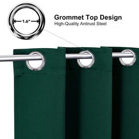 ChrisDowa grommet curtains forest-green front view enhances privacy in living spaces