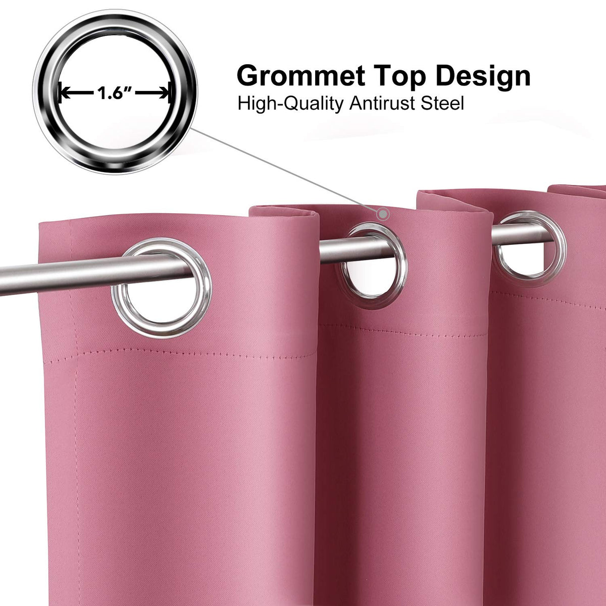 Close-up of ChrisDowa pink blackout fabric showing soft texture and drape