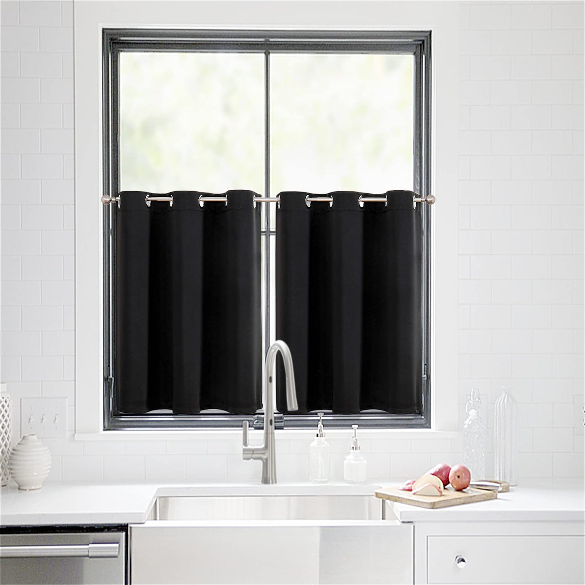 ChrisDowa curtains close-up shows sturdy silver grommets for smooth sliding.