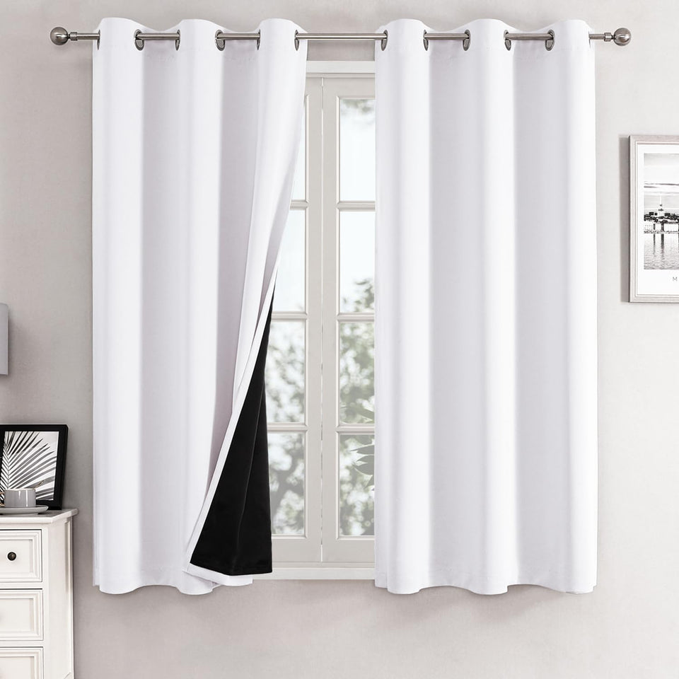 ChrisDowa white blackout curtains two panels block light for better sleep