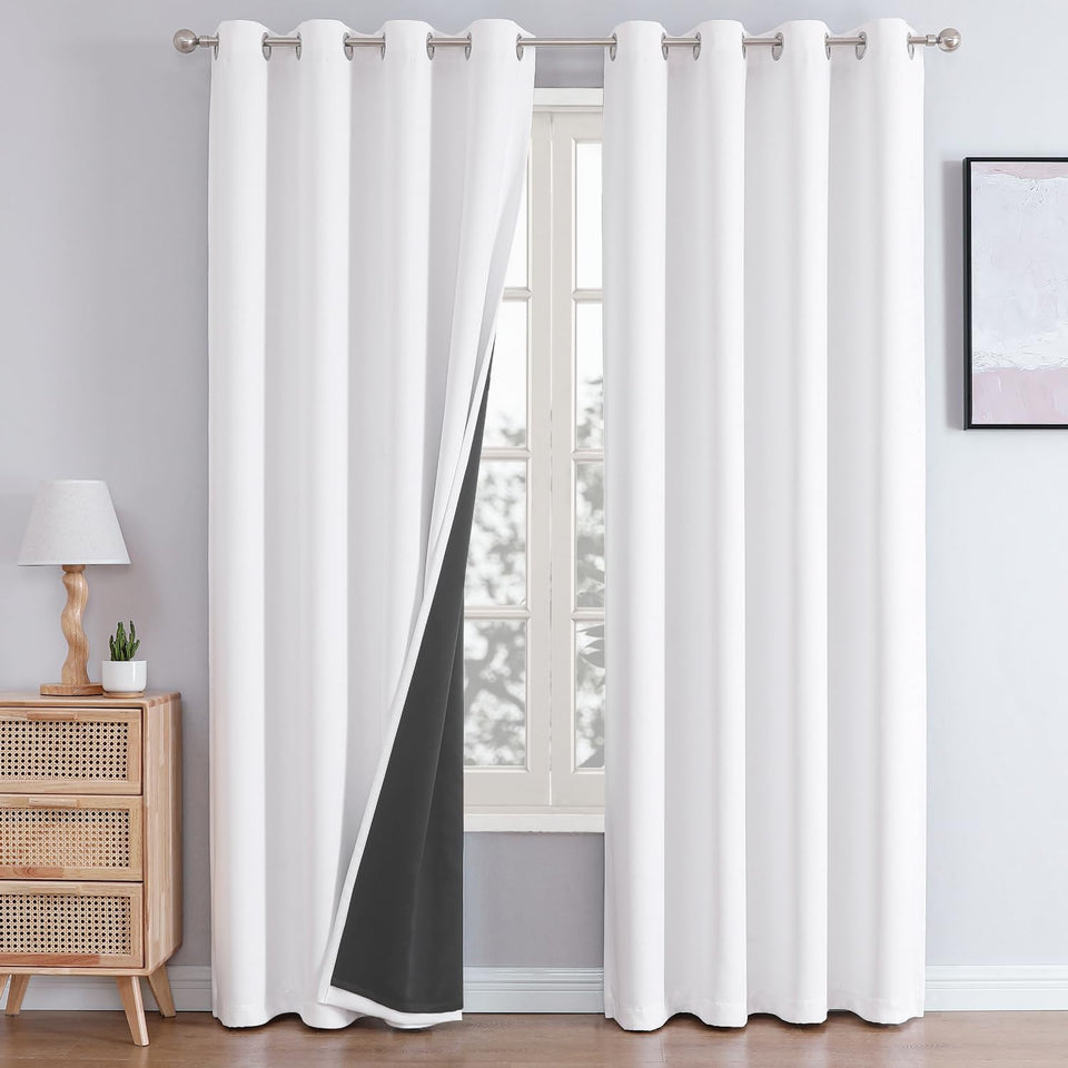 ChrisDowa white blackout curtains panel front blocks light for better sleep