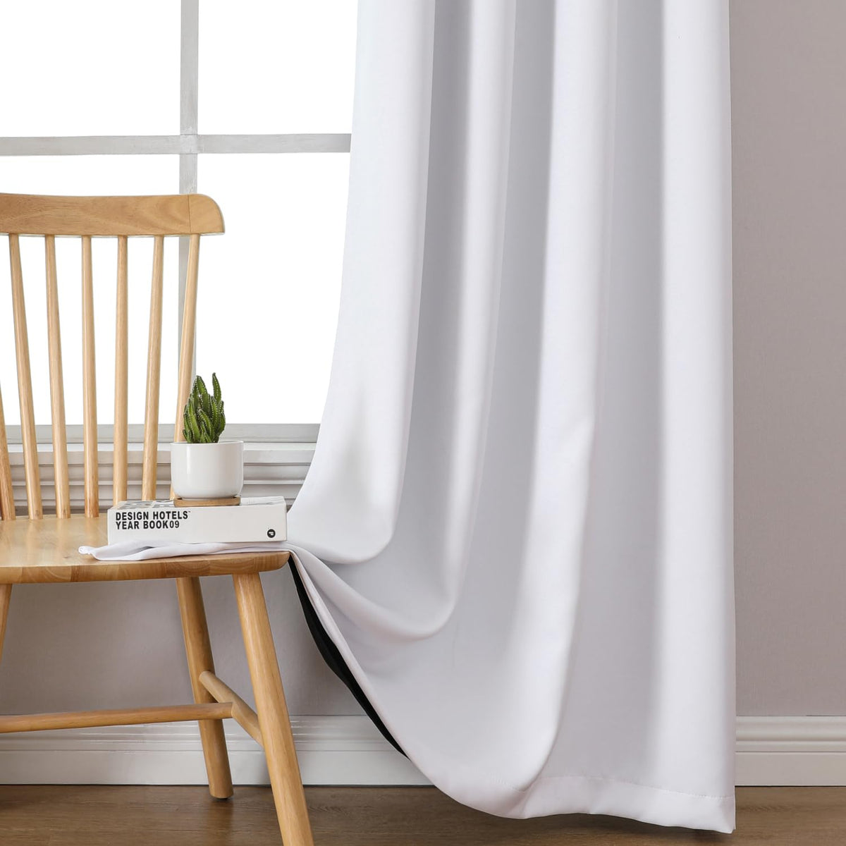 ChrisDowa white blackout curtains machine washable below 86℉ for easy care