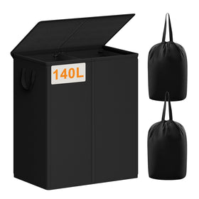 Chrislley 140L laundry hamper lid keeps contents discreet and odor-controlled.