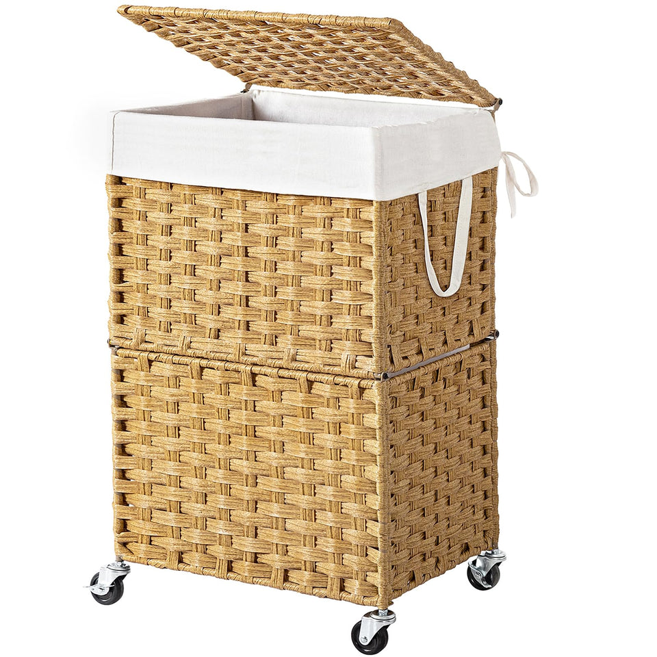 Chrislley 90L slim laundry hamper with wheels and lid, ideal for bedroom organization.
