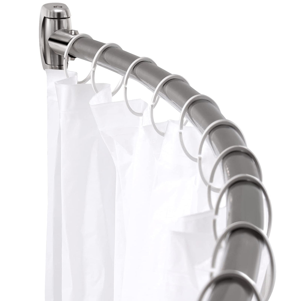 Chrsouly adjustable curved shower rod extends to 72 inches for added shower space