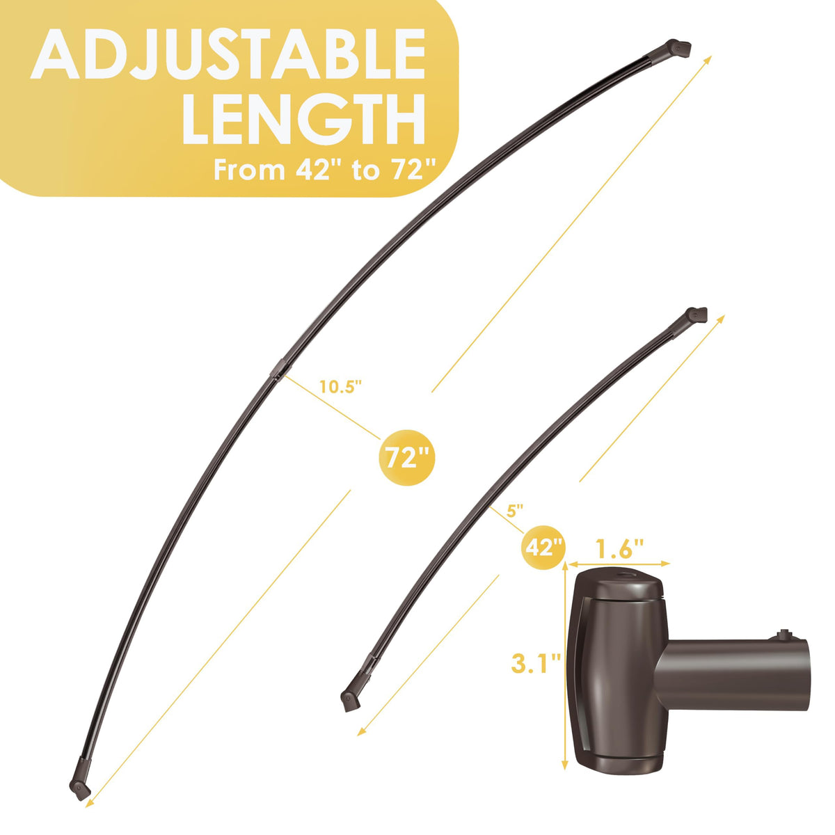 Chrsouly bronze curved rod showing stainless steel base construction