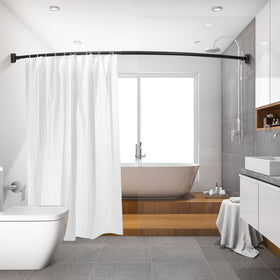 Chrsouly black curved rod enhances bathroom aesthetics while expanding shower space
