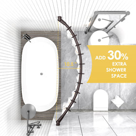 Chrsouly curved shower rod with 180-degree bracket for flexible mounting