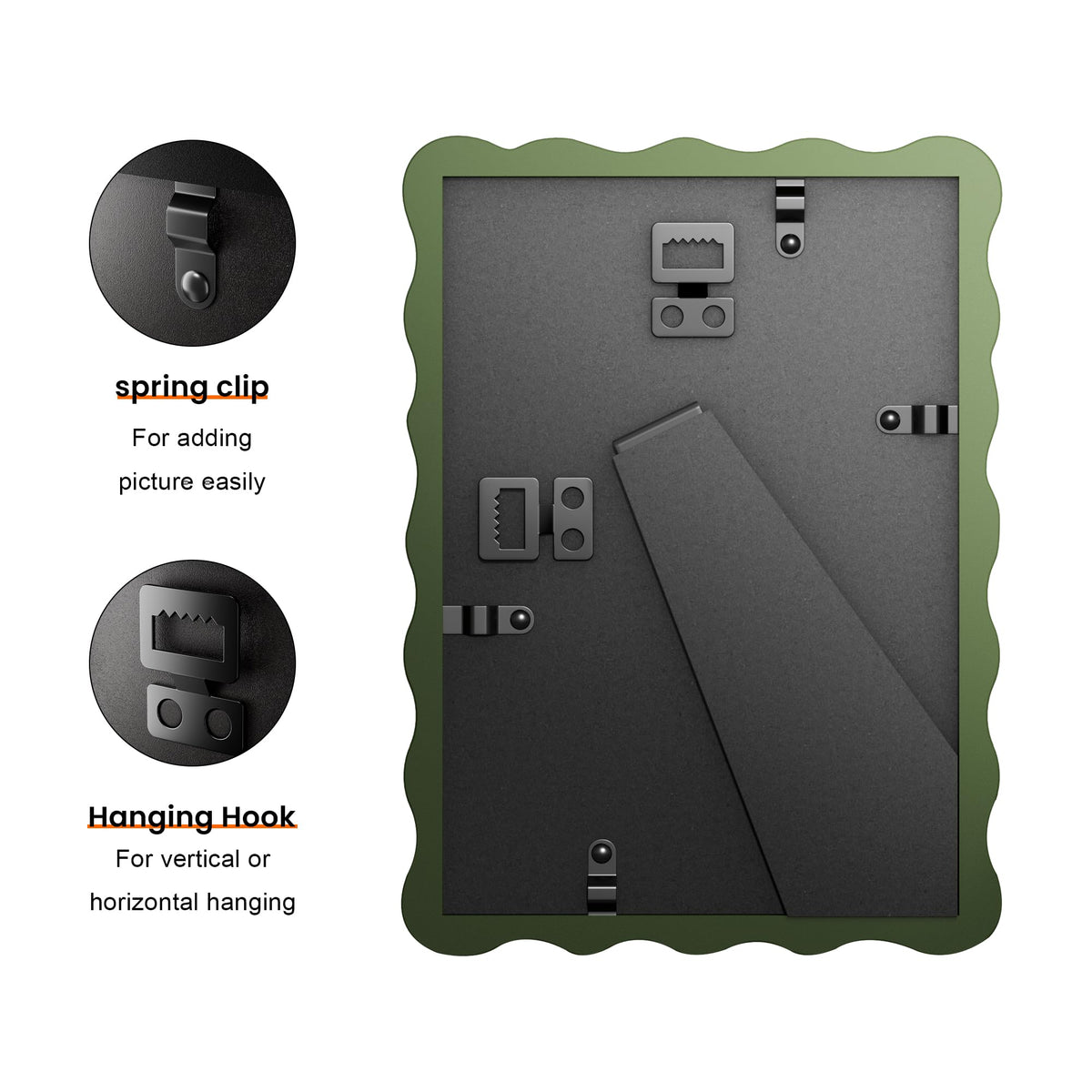 Chrspk green wavy frame for 4x6 photos with mat, ideal tabletop display