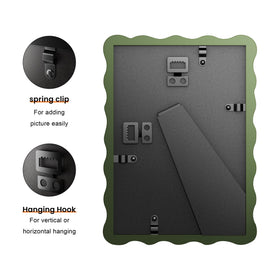Chrspk green wavy frame for 4x6 photos with mat, ideal tabletop display