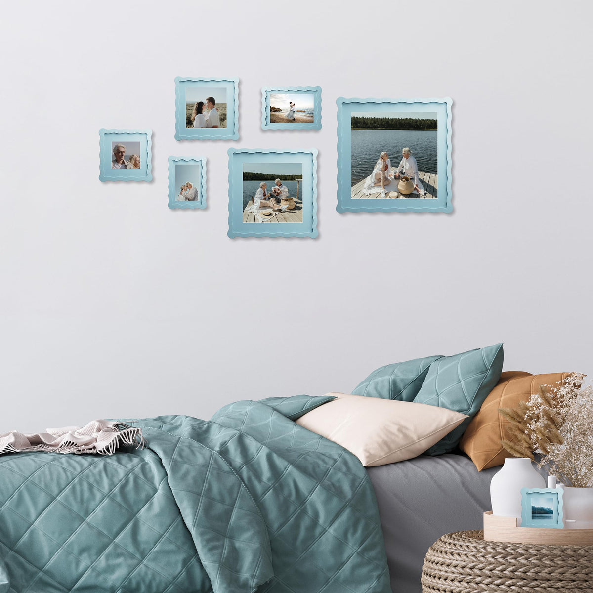 Chrspk blue wavy frame wall-mount hooks for easy wall display