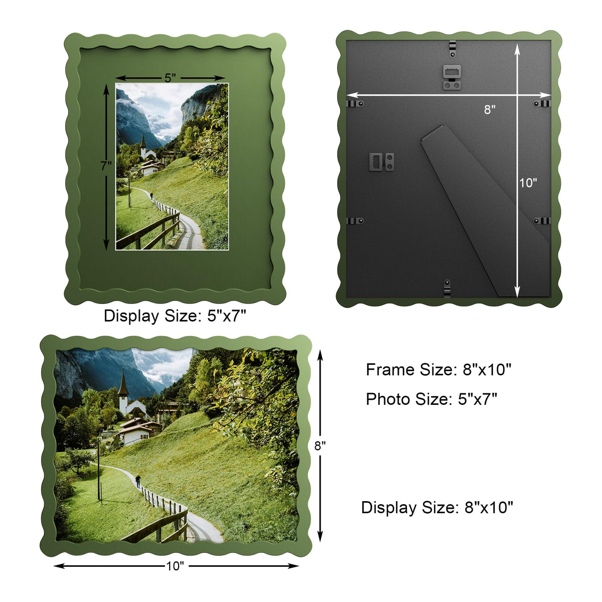 Chrspk 8x10 green wavy frame on tabletop display for desks