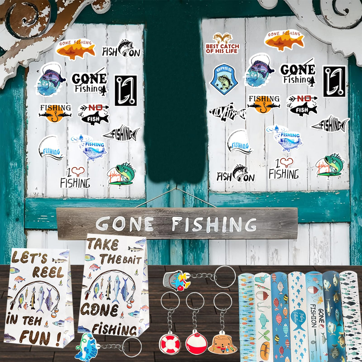CHSLtmxq fish-pattern stickers for DIY crafts and party activities.