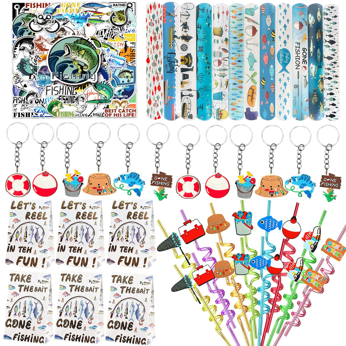 CHSLtmxq gone fishing party favors set with bright colors for festive birthdays.