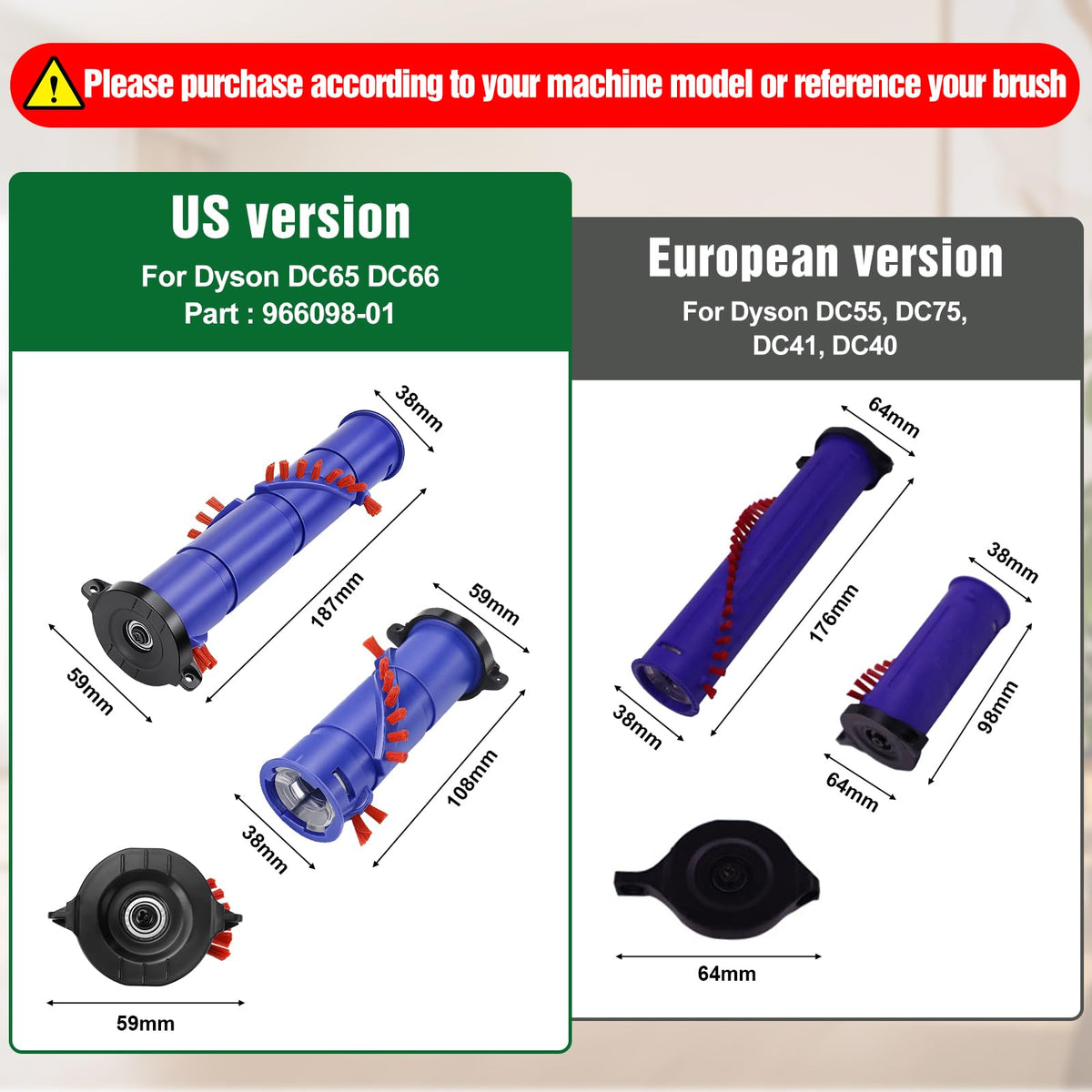 Chuancheng brush installation demonstrates easy replacement for Dyson DC65/DC66.