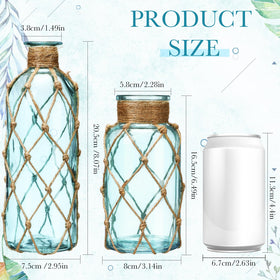 Chuangdi large coastal vase with light-blue glass and boho rope for weddings.