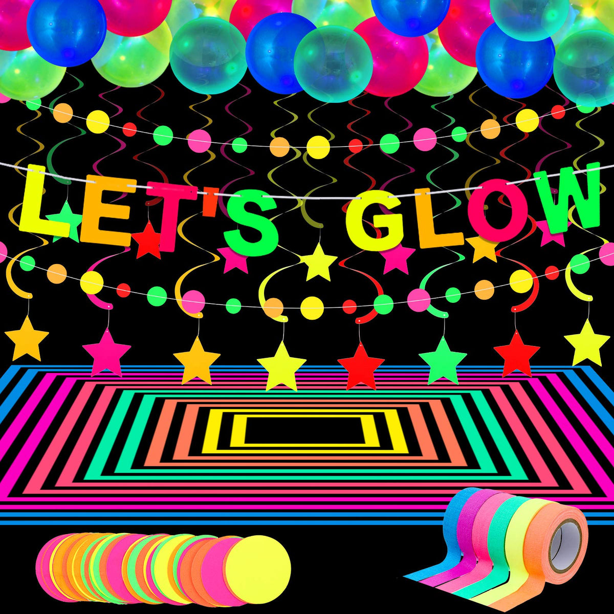 Chuangdi lets glow banner glows under blacklight, highlighting the neon theme.