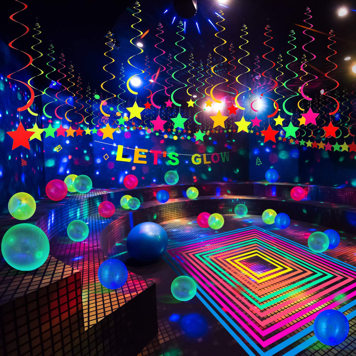 Chuangdi neon dots garland brightens walls for a colorful backdrop.