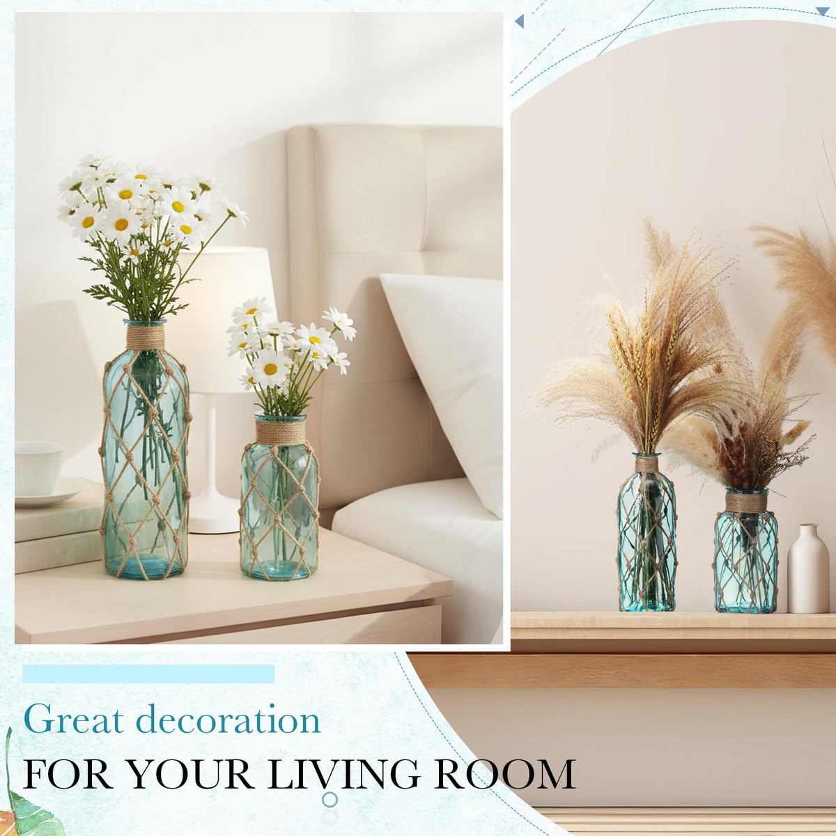 Chuangdi sea-glass jar vase in light blue adds coastal charm.