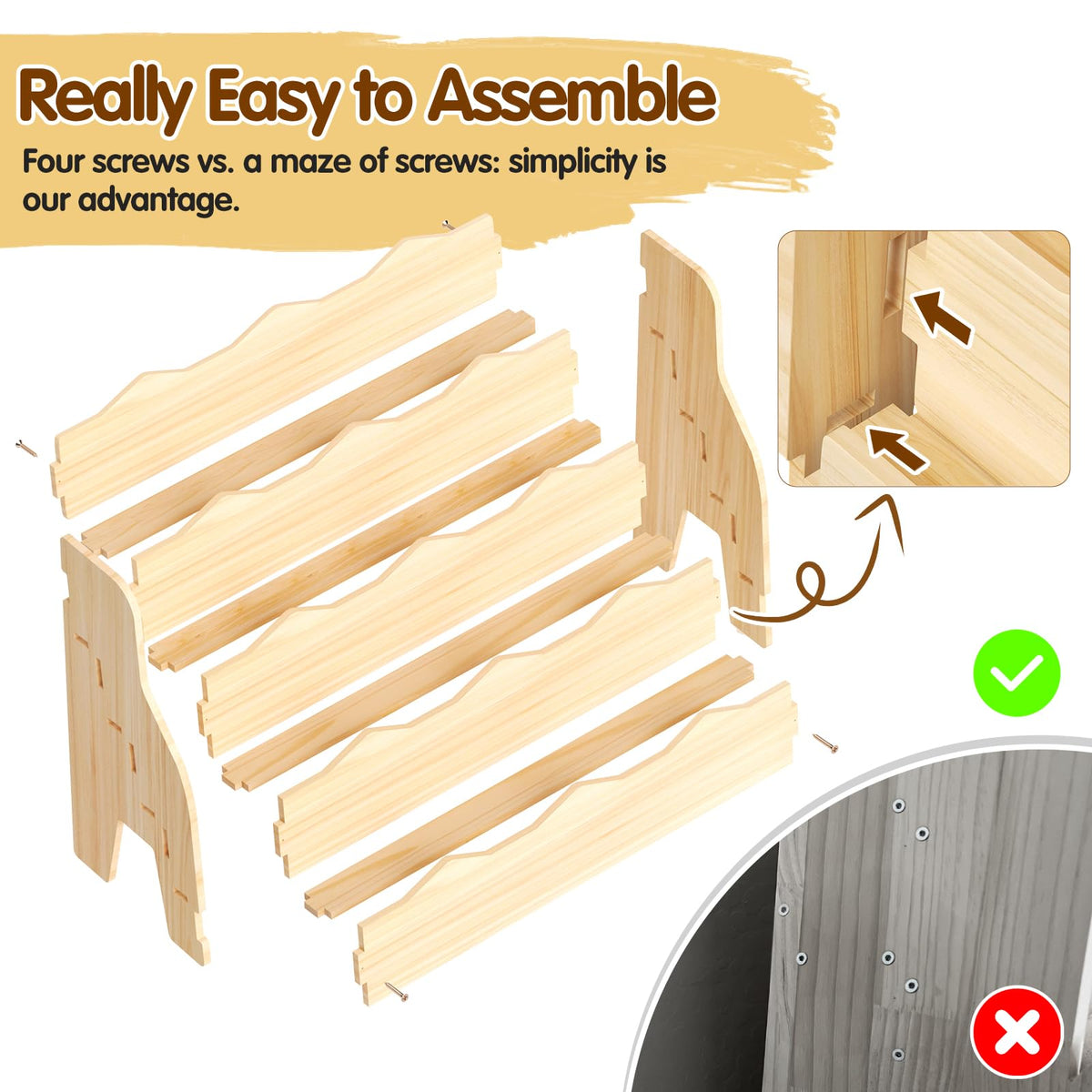 Chuiendi wooden book shelf shown with front-facing design for easy browsing.