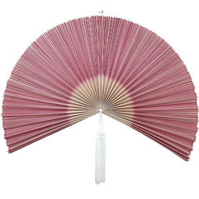 ChumDecor large bamboo fan wall decor — striking focal point above bed.