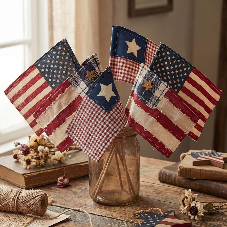 Chumia six piece vintage patriotic flag on sticks for durable indoor or outdoor displays