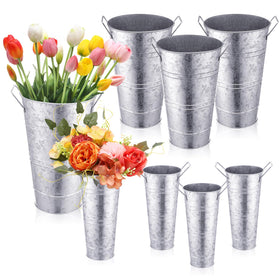 Chumia galvanized flower buckets in large size for bold centerpiece displays.