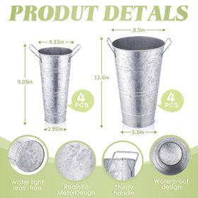 Chumia small galvanized buckets for mini blooms and tabletop accents.