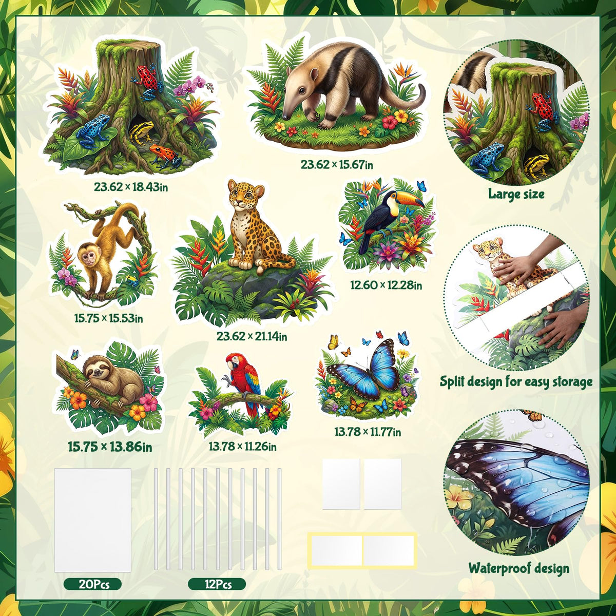 Chumia rainforest standup featuring a leopard for jungle backdrop displays