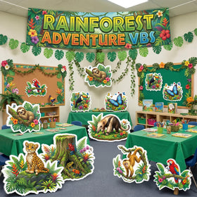 Chumia rainforest standup featuring a parrot for tropical party decor