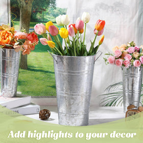 Chumia vintage-style galvanized metal vase with rustic farmhouse charm.