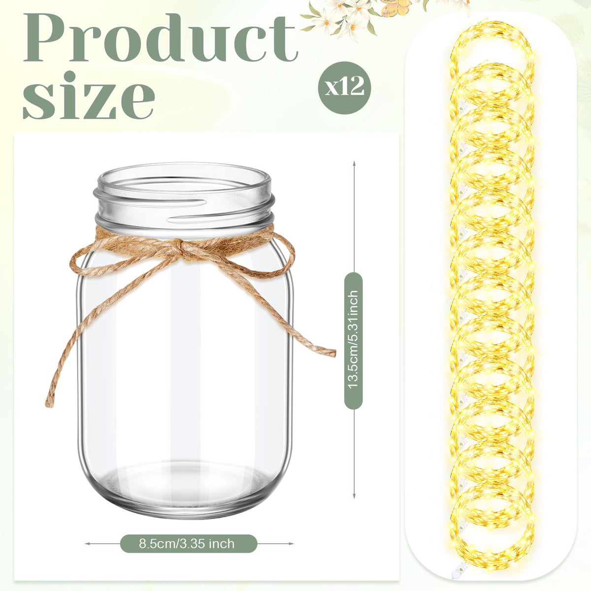 Chunful 12-pc mason jars with integrated LEDs brighten weddings and dinners.