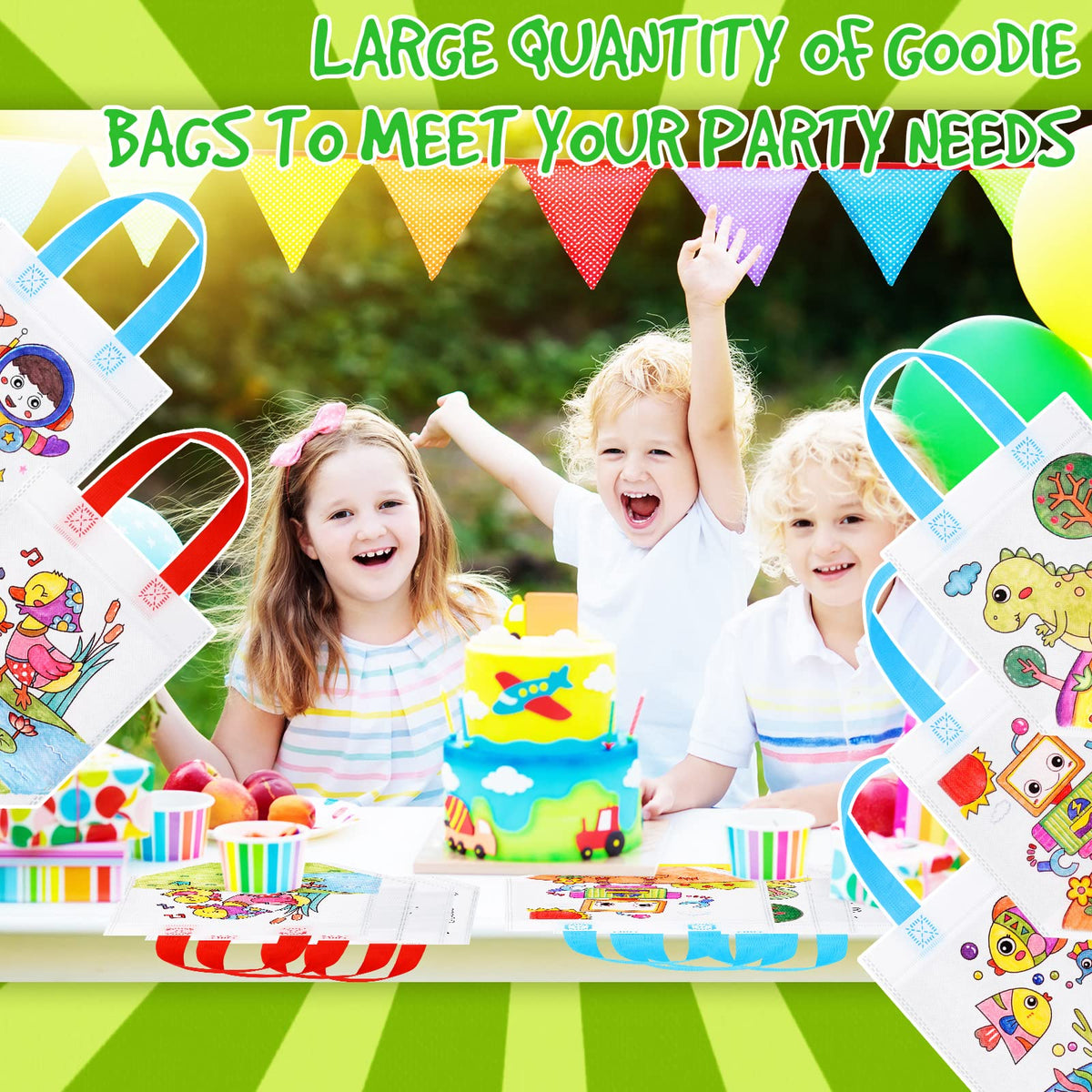 Chunful coloring bags measure 25 by 20 cm for easy storage