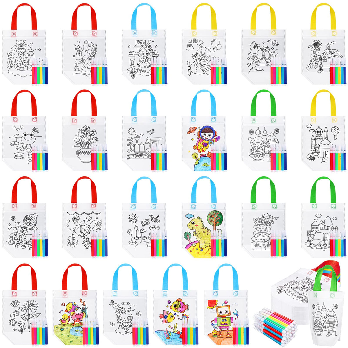 Chunful coloring bags with holiday designs for fun party favors