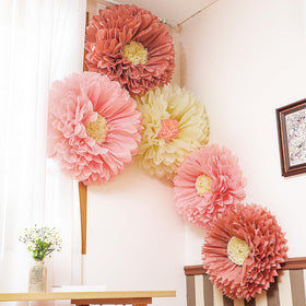 Chunful giant 30inch Bermuda Sand tissue flower for elegant boho backdrops