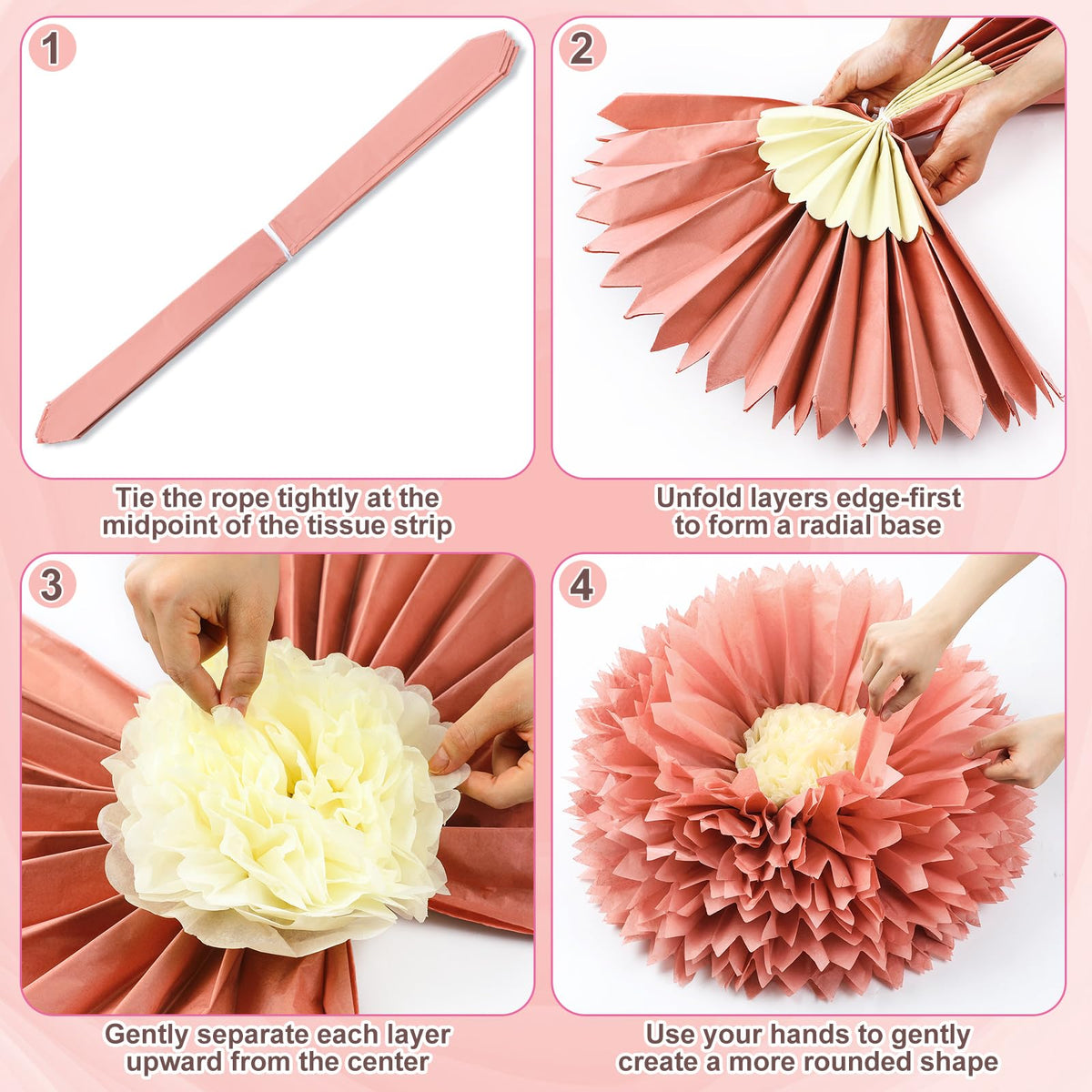 Chunful giant 30inch Rose Gold tissue flower adds festive color to venues