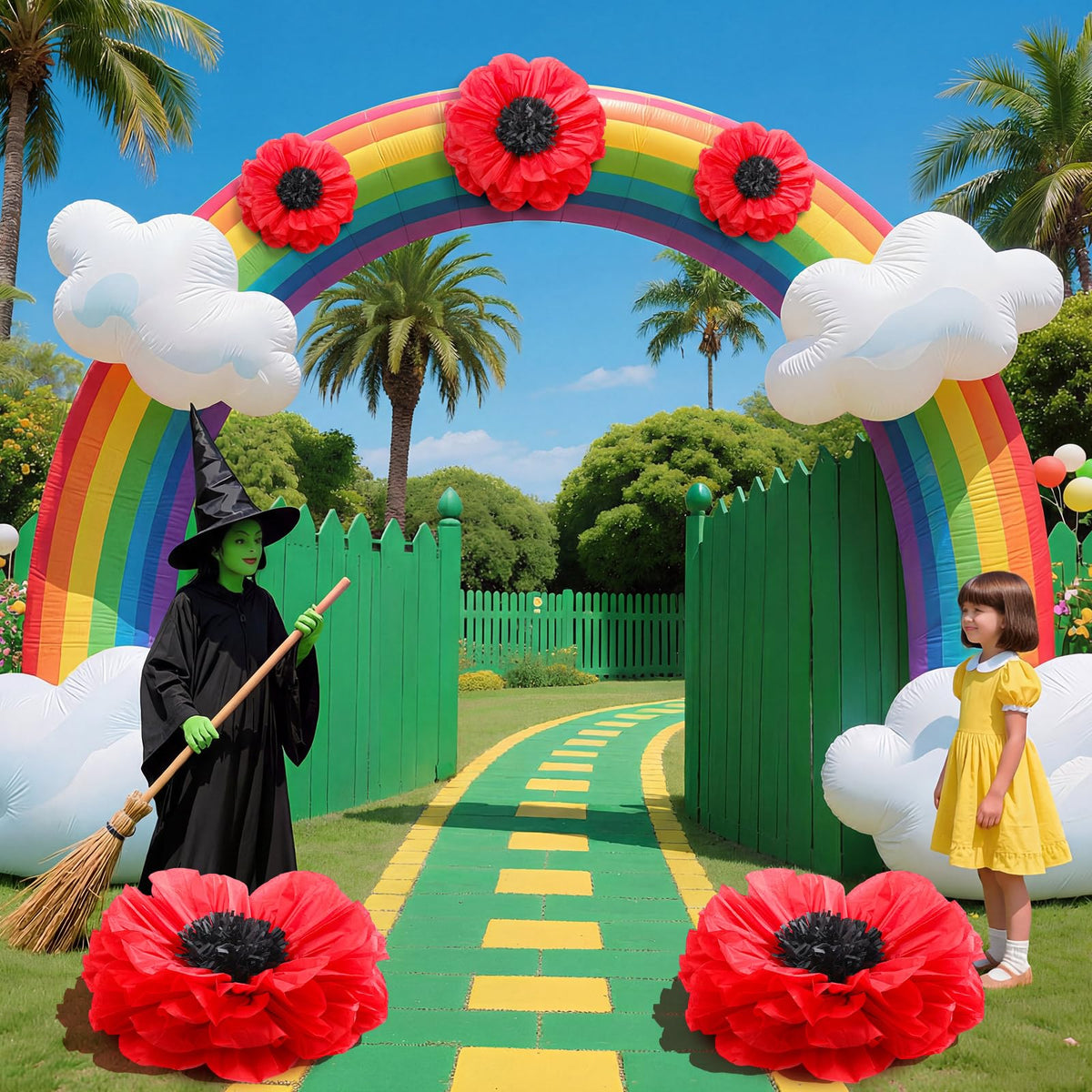 Chunful 24 inch red poppy pom enhances color in venues.