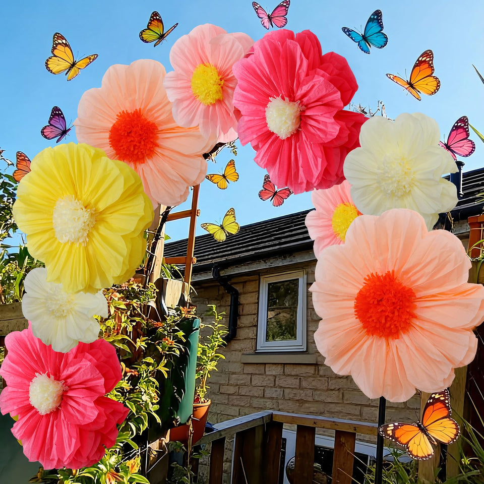 Chunful giant tissue paper flower 30in red brightens fiesta backdrops and photo booths
