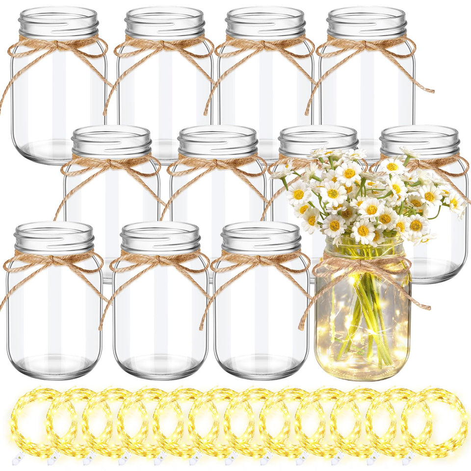 Chunful glass mason jar with LED lights creates a warm centerpiece for tables.