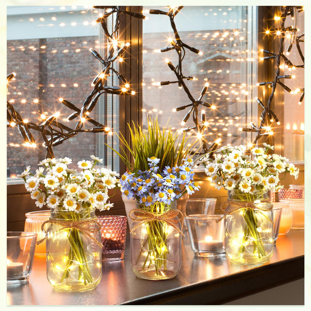Chunful LED-lit floral jars suit modern and vintage table settings.