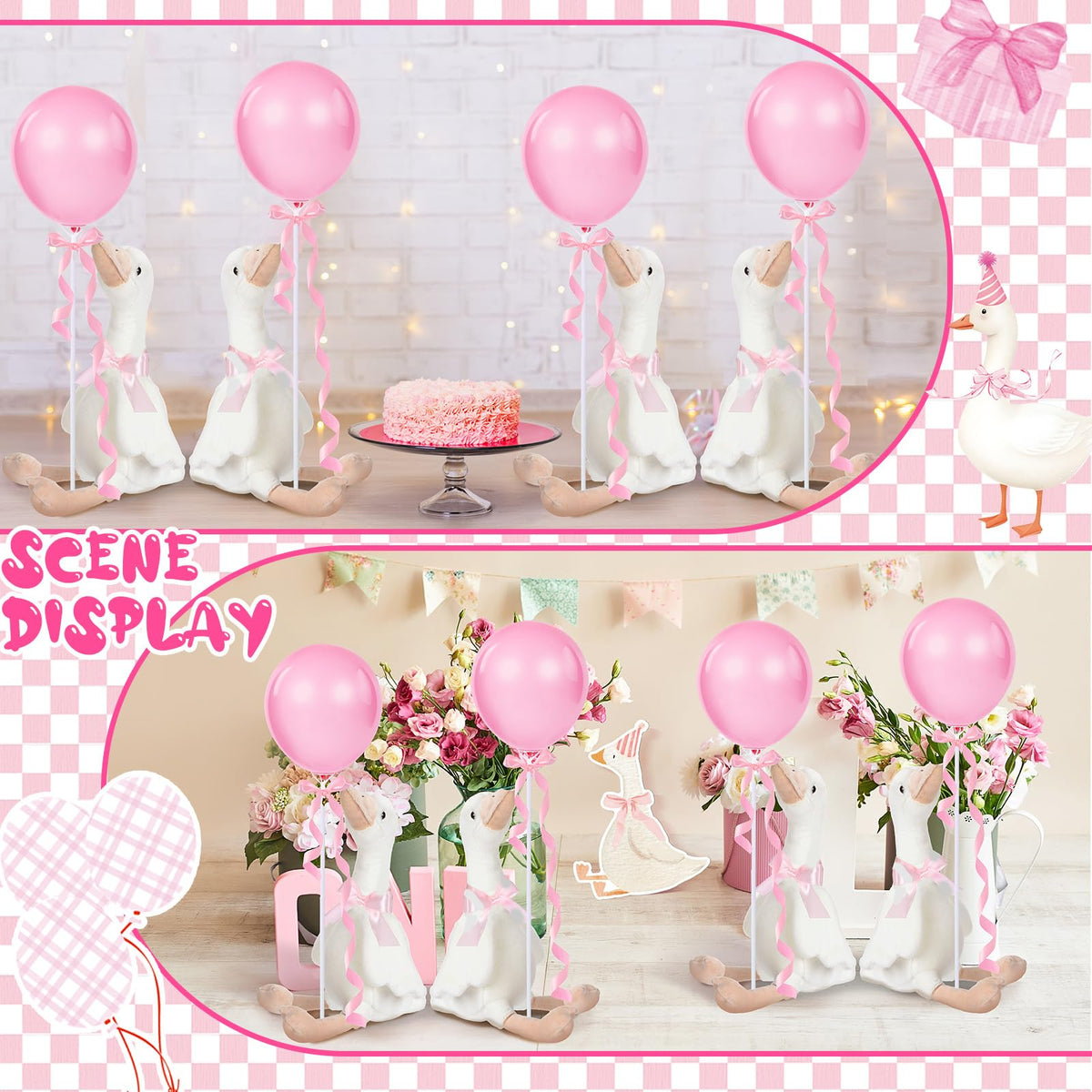Chunful ribbon roll decoration displaying long garland for cake area