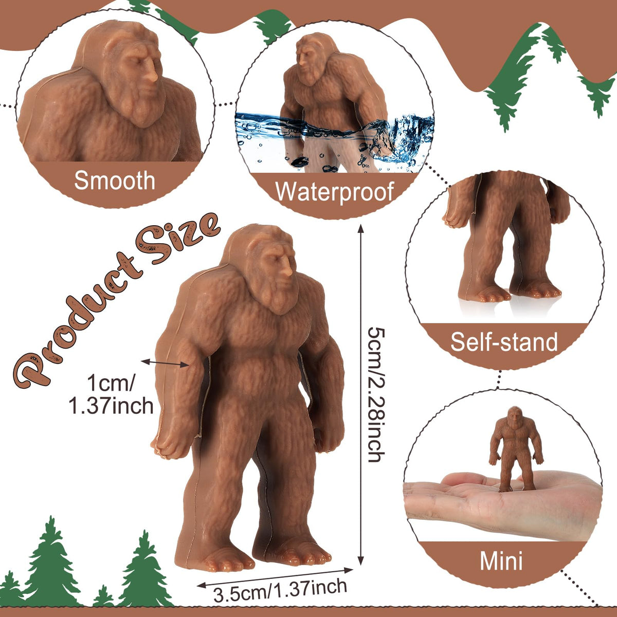 Chunful two-point-two-inch Bigfoot figurines ideal for table centerpieces.