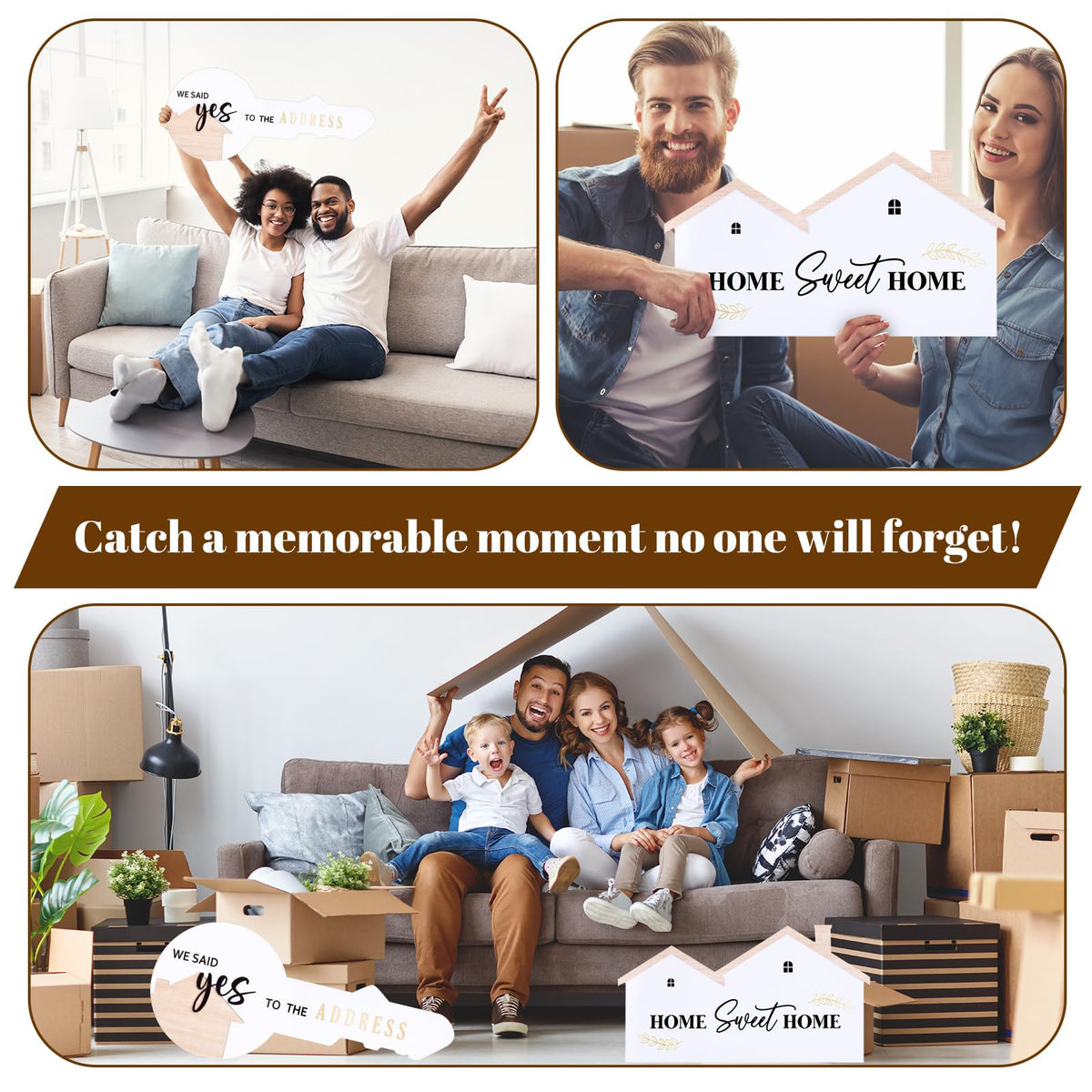 Chunful two sign assembly enables quick photo setup.