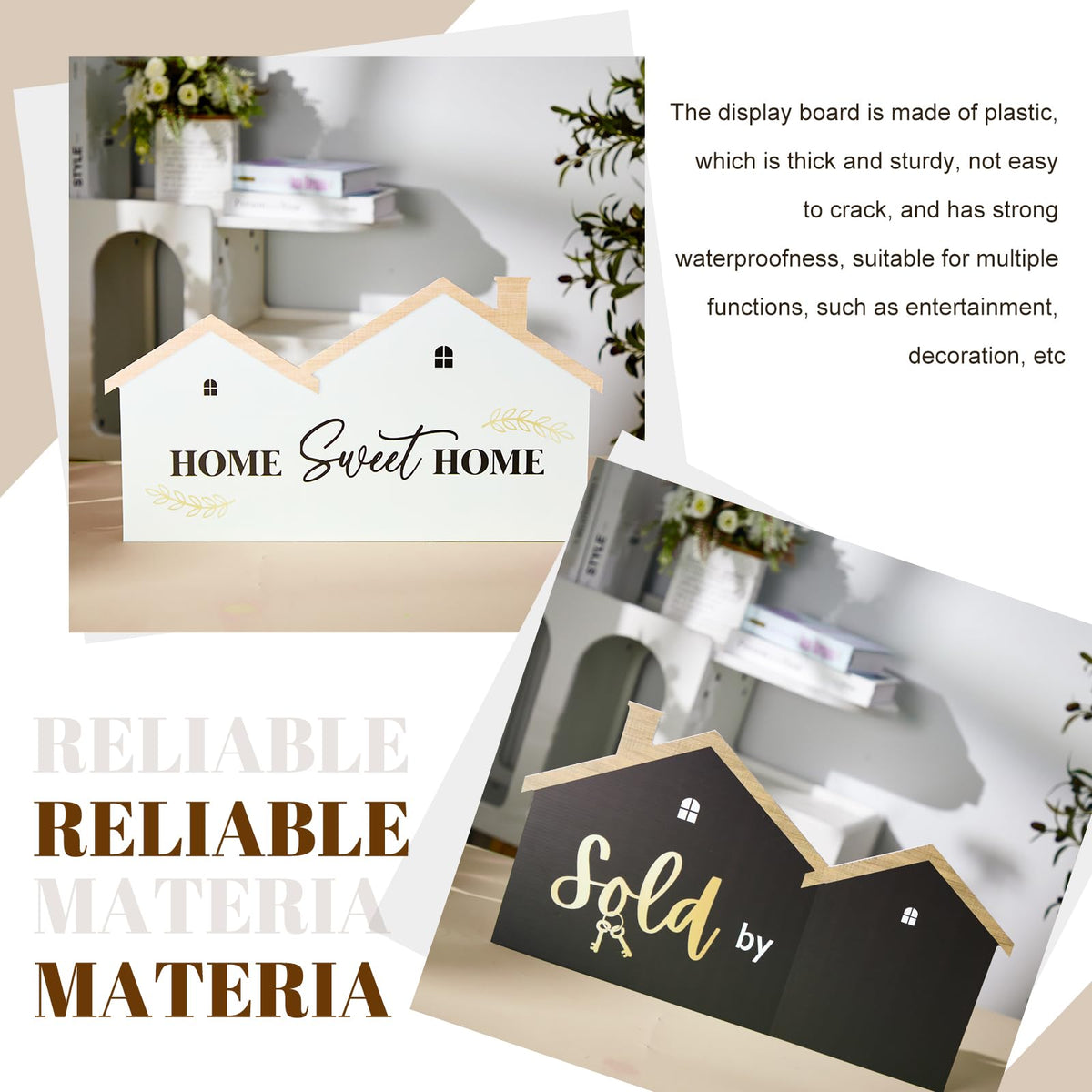 Chunful durable waterproof plastic material keeps signs sturdy.