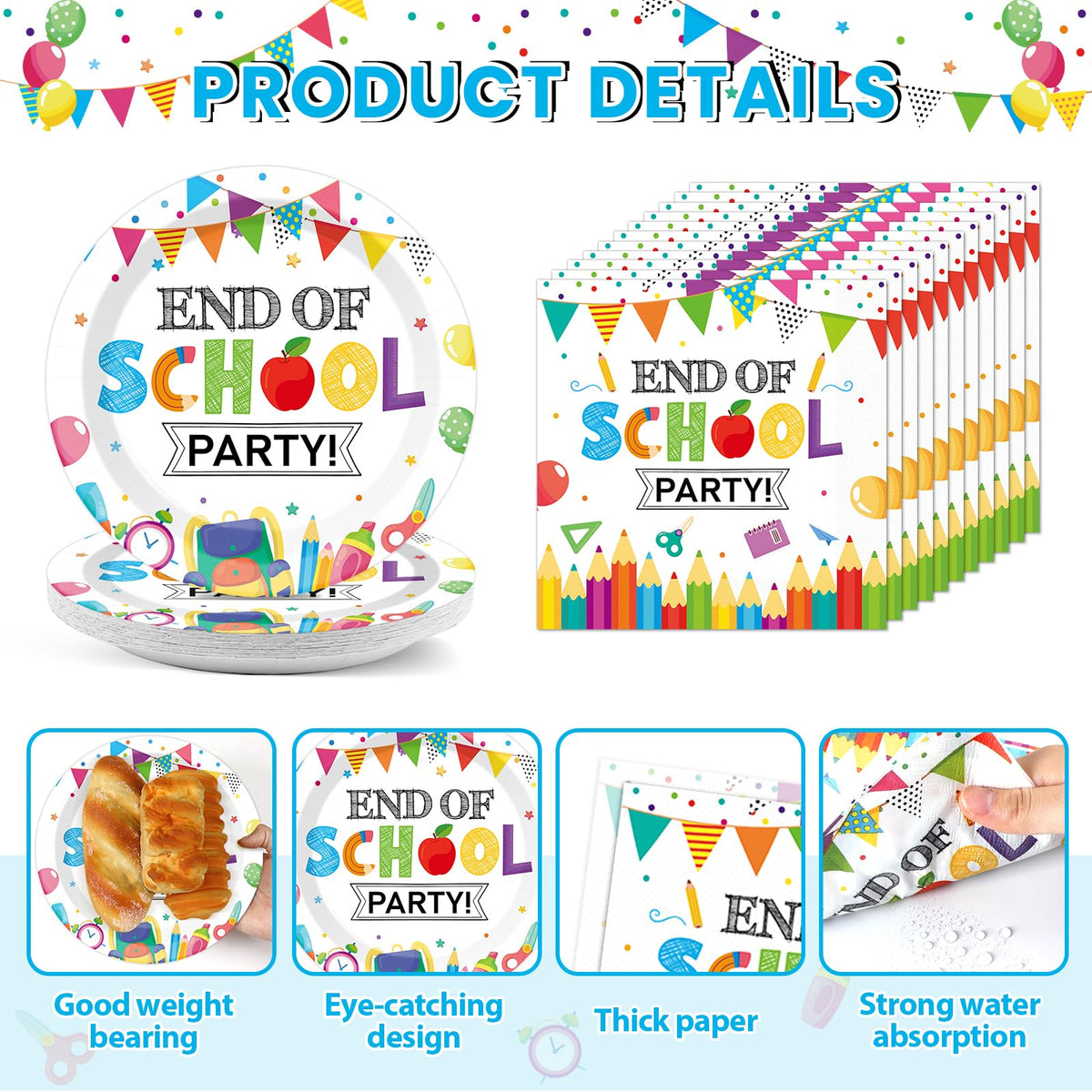 CHUNNIN end-of-school napkins in festive theme for easy cleanup.