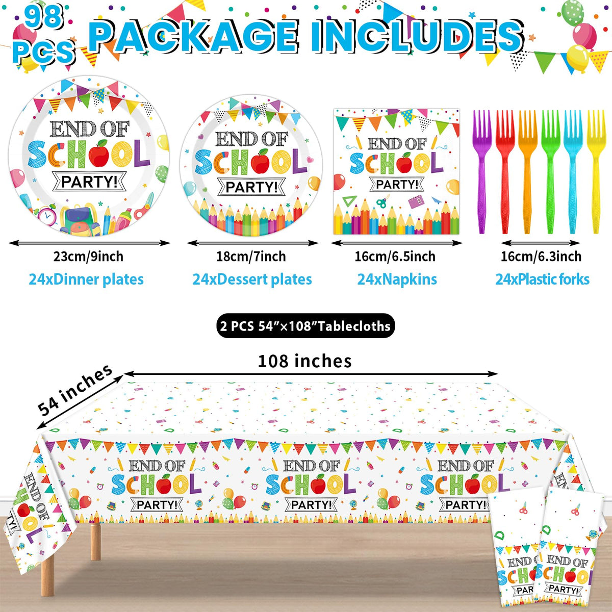 CHUNNIN end-of-school plates 7-inch ideal for snacks and light servings.