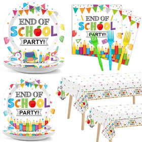 CHUNNIN end-of-school plates 9-inch in vibrant colors for quick party setup.