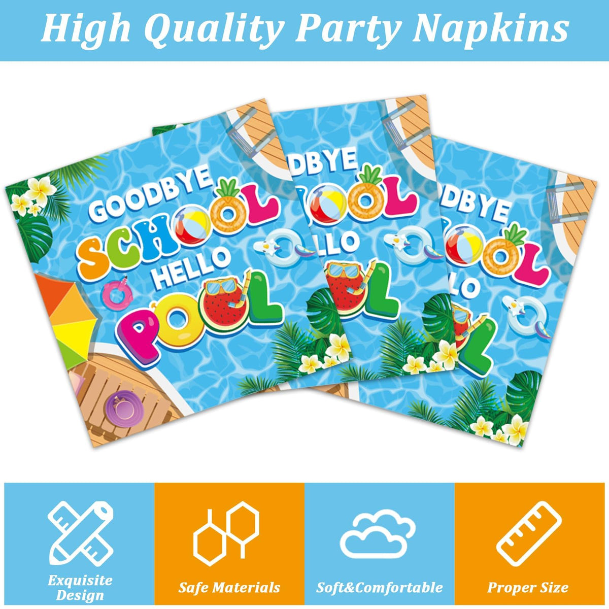 CHUNNIN Goodbye School Hello Pool forks complete disposable tableware for quick cleanup.