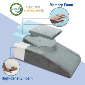 ChunxiFurnis knee elevation pillow features front handles for easy repositioning.